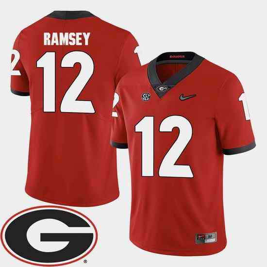 Men Georgia Bulldogs Brice Ramsey Red College Football Sec Patch 2018 Jersey